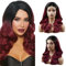 Hxxcoup Lange Perücken Echthaar Burgundy Lace Front Wig Human Hair Body Wave WIg Rote Perücken 4x1 T Part Wig Glueless Wig Menschenhaar Perücken Grade 8A 100% Brazilian Hair 32 Zoll
