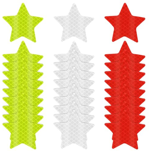 Abeillo 30 pegatinas reflectantes de advertencia – 3 colores pegatina reflectante de seguridad impermeable reflectante cinta adhesiva para vehículos, bicicletas, motocicletas, ropa (estrella)