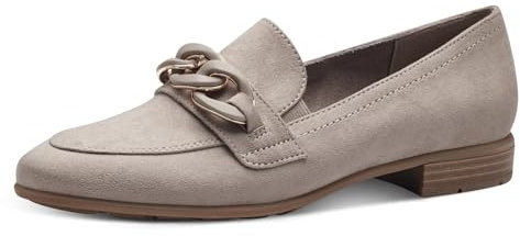 Jana Damen Loafer ohne Absatz Vegan Blockabsatz, Braun (Stein), 42 EU