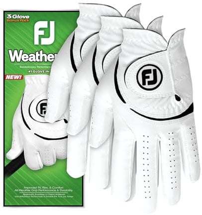 FootJoy WeatherSof Herren Golfhandschuh, Weiß, 3er-Pack