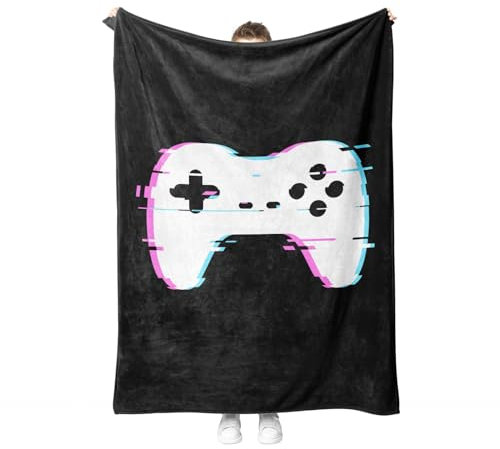 Gaming Kuscheldecke Gamepad Flanell Decke Spielkonsolen-Muster Fleece Decke Flauschig Weich und Warme,Für Gamer Teens Erwachsene (Style D, 150x200cm)