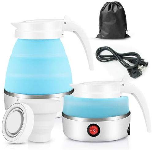 PiashowWasserkocher, 600ml Camping-Faltbar Silikon Wasserkessel mit 2 Faltbechern, Reise- und Outdoor-Verwendung