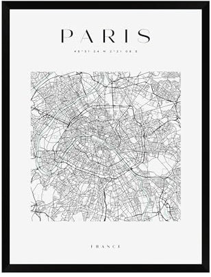GP TONER Bilder Paris Poster Geometrische Stil Wanddekoration Moderne Wandkunst Poster Design 30x40 cm schwarzer Rahmen