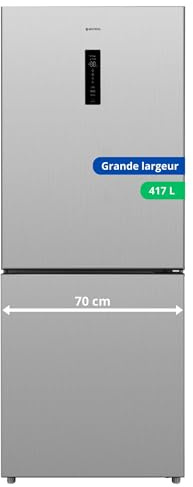 GEDTECH Frigorifero combinato GCB417NFIX 417L Grande Larghezza 70cm - congelatore basso - No Frost - Inox
