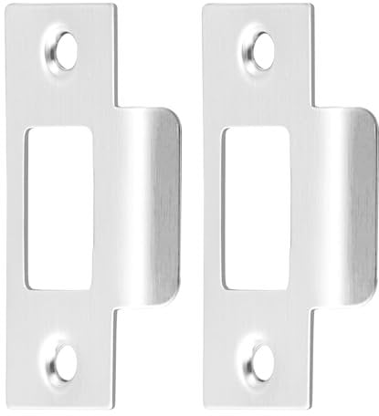 Kasoud Door Strike Plate, 2PCS Strike Plate, Stainless Steel Adjustable Strike Plate, Deadbolt Strike Plates, Deadbolt Strike Plate, Strike Plates for Internal Doors for Door Frame Door Jamb (Silver)
