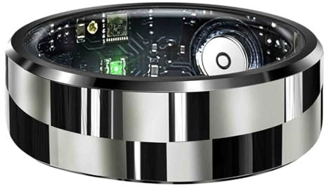 Monitoraggio della Salute con Anello Intelligente, Monitoraggio Dei Passi, Cardiofrequenzimetro, Monitoraggio del Sonno, Impermeabile Ip68 con Scatola di Ricarica, Adatto for Android 6.0+ e Ios 11.0+(