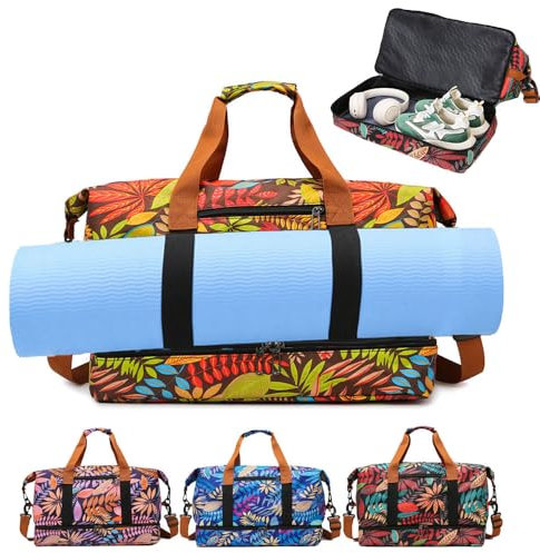 Aikelai Borsa Yoga Tappetino,Borsa Pilates Donna con Scomparto Scarpe,Sacca per Tappetino Yoga (giallo)