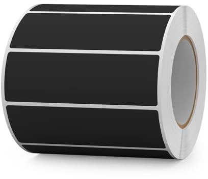 FINDAT 1000 Stück, Schwarz Rechteckig Aufkleber 76 x 25 mm Selbstklebend | Klebeetiketten, Vinyle, wasserfest, beschreibbar. Für Büro, Schule, Lagerregale, Umzug & Beschriftung