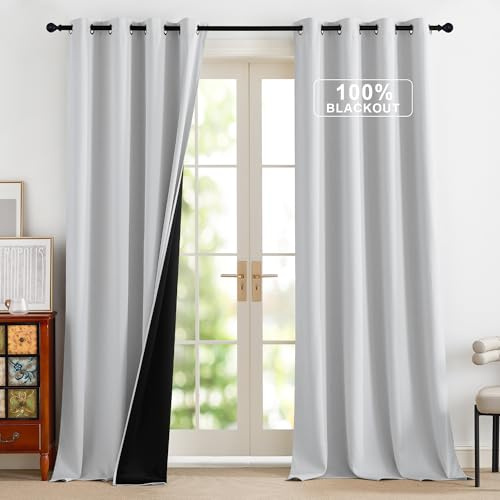PONY DANCE 100% Blickdichte Vorhänge Weiss Thermovorhang gegen Hitze | 2er Set, H260 x B140 cm, Gardinen Verdunkelnd, Hitzeschutz, Sichtschutz, UV-Schutz, Ösen, für Schlafzimmer Wohnzimmer