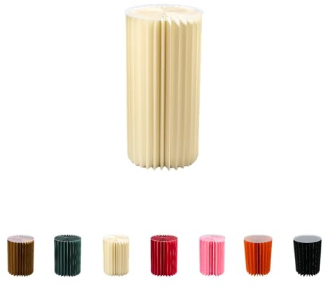 Faltbare Papiersäule - Dekosäule - Vielseitig Einsetzbar als Beistelltisch, Sockel oder Blumenhocker -Platzsparend & Leicht - Ideal für Wohnzimmer, Flur & Events (creme, Ø30 H 60 cm)