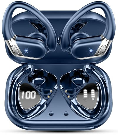 Cuffie Bluetooth, Auricolari Bluetooth 5.4 Sport con HiFi Stereo, 50 Ore Cuffie Wireless In Ear Cancellazione Rumore ENC e 4 HD Mic, IP7 Impermeabile Cuffiette, Cuffie Senza Fili con USB-C LED Display