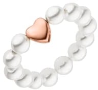 Purelei Lovely Ring – Elastischer Perlenring mit Herz – Anxiety Fidget Damenring - Muschelperlen & Edelstahl – Größen S/M/L – 18K Vergoldet – Handgefertigter Schmuck