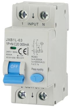 gloca Interruttore Magnetotermico Differenziale 1P+N 300mA 220V 6KA 2 Moduli DIN Classe A (20 Ampere)