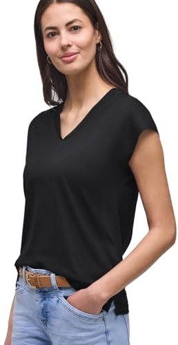 Street One Dropped Shoulder Shirt mit V-Neck Black 34