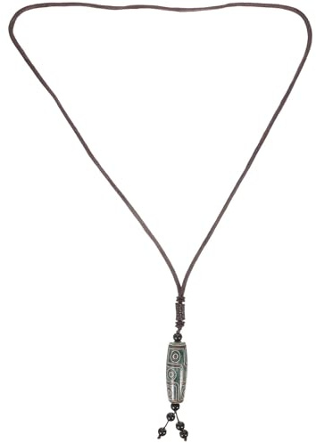 Dzi Perlenanhänger Tibetische Pulloverkette aus Agat Geschenkideen | Buddhistische Halskette, Ethnischer Stil, für Kleider und Pullover, Auffälliges Accessoire