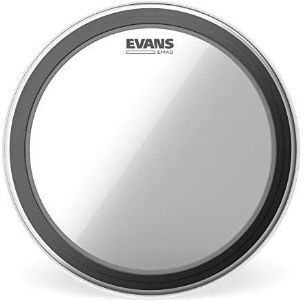 Evans EMAD Clear Bass Drum Drumhead 24 Inch | EMAD bass drum heads deliver deep low-end punch, adjustable damping, focused attack and versatile tuning control.