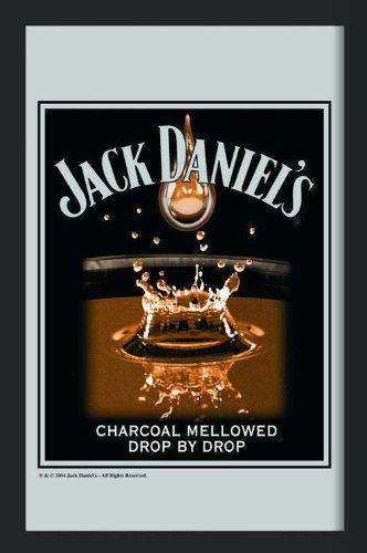 empireposter Jack Daniels Tropfen - Bedruckter Spiegel mit Kunststoff Rahmen in Holzoptik, Kult-Spiegel - Größe 30x40 cm