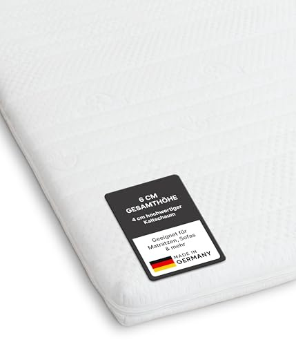 Medicline Kaltschaum Matratzentopper 90x190 cm – Atmungsaktive Matratzenauflage für besseren Schlafkomfort – Punktelastisch, für Allergiker geeignet, Oeko Zertifiziert – Made in Germany
