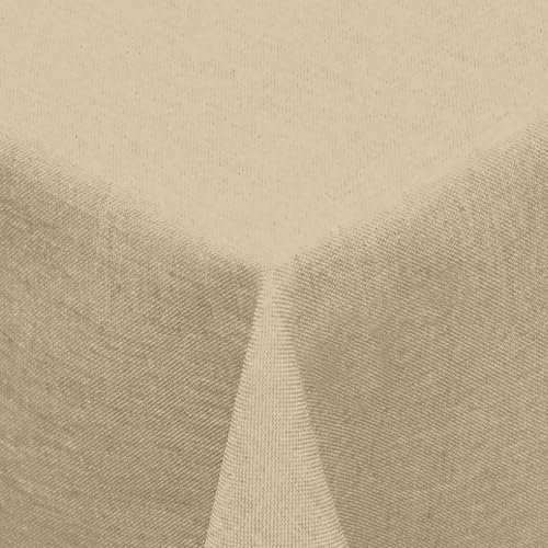 Textil Tischdecke Leinen-Optik eckig rund oval mit Fleck-Schutz Farbe wählbar (oval 160x260 cm, Sand)