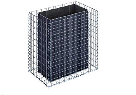 GABIONA Plate-Bande surélevée Panier de Pierre Gabion carré, Largeur de Maille 5 x 10 cm, Longueur 100 cm, épaisseur 10 cm, Spirale Fermeture, galvanisé 100 x 100 x 60 cm