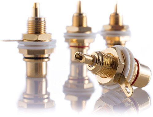Hifi Lab - Lot de 8 connecteurs RCA - Prise d’encastrement - Plaqués or 24 carats