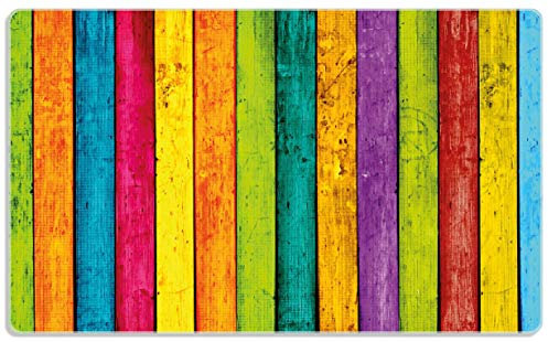 Wallario Frühstücksbrettchen aus Glas, Glasunterlage, Glasbrettchen Buntes Holz - Bunte Streifen mit Farbe und Holzstruktur, Größe 14 x 23 cm, Sicherheitsglas