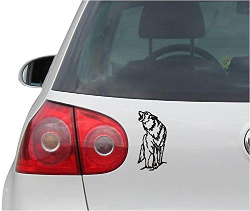 INDIGOS UG Aufkleber - Autoaufkleber - JDM - Die Cut - Wolf - Howling Dog Coyote - Auto, Truck, Notebook, Laptop, Vinyl - Folie Decal Sticker - schwarz - 101mmx190mm