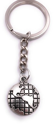 H-Customs H-Customss Globe Terre Globe Keychain Pendentif en métal argenté
