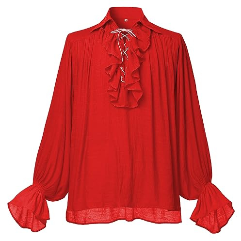 GRACEART Men's OR Women's Medieval Nordic Shirt Pirate Renaissance Shirts Captain Victorian Tops Outfit