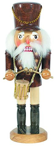 Nussknacker Holzfigur Trommler braun-Natur / 25 cm/Deko Figur Nussknacker Holz/handbemalt im Kunsthandwerks-Stil/weihnachtlich dekorieren