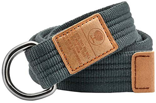 KYEYGWO Leinwand Gürtel für Damen und Herren, Verstellbare Canvas Stoffgürtel mit Doppel D-Ringe Schnalle, #1-dunkel Grau(119cm Gesamtlänge)
