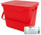 Easy Eco 5L Red Kitchen Compost Caddy/Food Bin & 50x 6L Compostable Bags