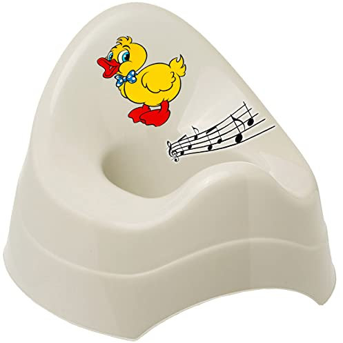 alles-meine.de GmbH Musik & Sound - Töpfchen/Nachttopf/Babytopf - hell grau Tiere - Ente Bieco - Melody - mit großer Lehne + Spritzschutz - Babytöpfchen/Kindertopf/Le..