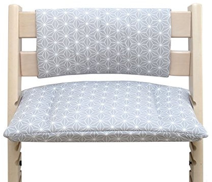 Blausberg Baby - BESCHICHTET - Kissen Set Junior *DIVERSE Farben * für Hochstuhl Stokke Tripp Trapp (ohne Schlitz im Sitzkissen) - Sitzverkleinerer Happy Star Grau