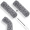 PURELITO Plumeau télescopique | Jeu de 2 Embouts Microfibres | Plumeau télescopique Long Extensible en Acier Inoxydable | Plumeau Lavable pour Nettoyer des fenêtres, radiateurs, étagères