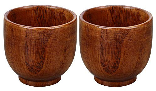 Tazza Di Giuggiola Rotonda In Legno Massiccio - Tazze Giapponesi Naturali per Tè, Caffè, Saké - Bicchieri Creativi Fatti A Mano - 2 Pezzi