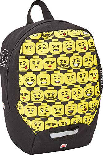 Lego Bags Kindergarten Rucksack, Leichter Kinderrucksack, Vorschulrucksack mit Lego Minifigures Heads Motiv, Kita Rucksack großes Hauptfach & Mesh Seitentasche, mit Brustgurt und Namensschild innen