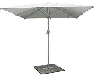 Stilè Gartenschirm weiß 3 x 3 m x 2,9 m quadratisch Gestell aus Aluminium mit Kurbel Abdeckplane aus Polyester 250 g/m² für den Außenbereich Pool Pavillon Terrasse Bar Hotel, Weiß, Groß