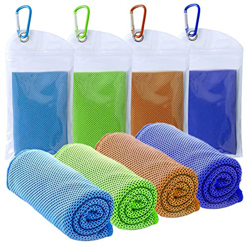 SZELAM Kühlendes Handtuch, 4 Packungen Weiches, Atmungsaktives Mikrofaser-Handtuch für Yoga, Fitnessstudio, Training, Sport, Fitness, Laufen, Camping, Wandern (40 x 12)