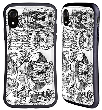 Head Case Designs Offizielle Mad Dog Art Gallery Hund Familie Schwarz und Weiss Doodle Hybride Handyhülle Hülle Huelle kompatibel mit Apple iPhone XR