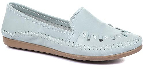 Pavers Leather Slip-On Pumps - Pale Blue Size 7