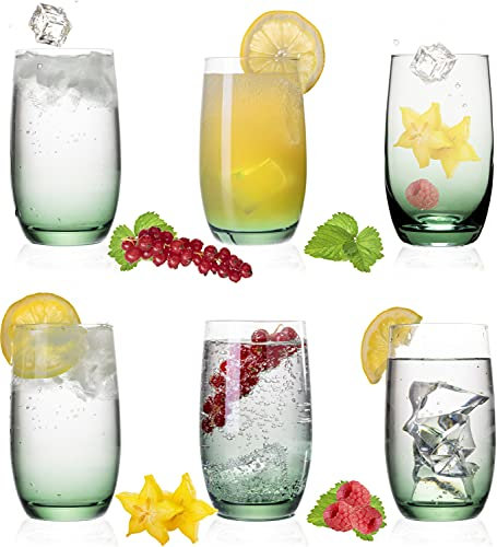 PLATINUX Elegante Ombré Trinkgläser Grün aus Glas 280ml (max. 370ml) 6 Teilig Wassergläser Saftgläser Longdrinkgläser