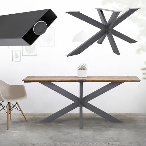 ML-Design Tischgestell Spider 78x71x150 cm, Anthrazit, Kreuzgestell Kreuz X-Design Tischfüße Möbelfüße, Schwerlast Tischkufen Stahl, Metall Tischbeine, DIY Esstisch, Industriedesign, einfache Montage