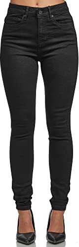 Tazzio Jeans Damen High Waist Denim Slim Skinny Fit Jeanshose Stretch Hose F101 Schwarz 40
