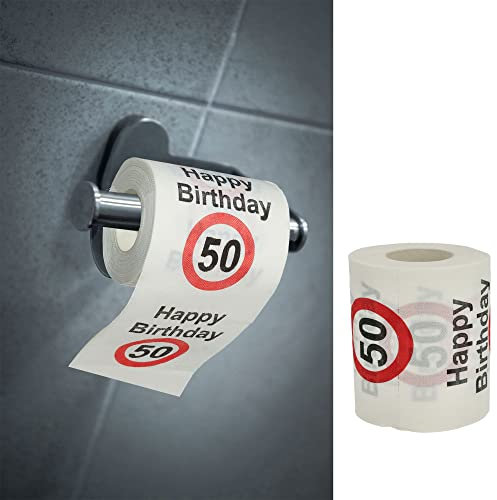 Toilettenpapier Happy Birthday │50.Geburtstag 24 Meter 2-lagig 180gr/qm │ Klopapier Motivpapier WC-Papier (1 x Toilettenpapier 50)