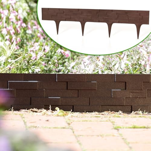 GardenPlast® StonePalisade - Rasenkante Gartenpalisade Palisade Beetumrandung SteinOptik - 7,9m, Braun