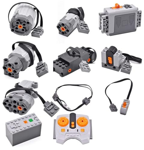 Hcyx Compatible with many models Technic Motor M Power Functions Building Set, 11Pcs Power Functions Motor Battery Box Remote Receiver Set