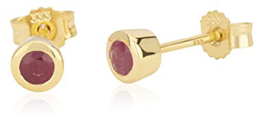 NKlaus Paar Ohrstecker mit echte Rubin 333 Gelb Gold 8 Karat 4,4mm Glanz Ohrringe 9521