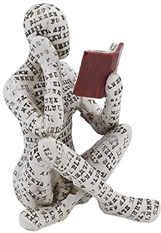 TOPINCN Mädchen-Lesefigur, Harz-Figur Innovative Lady Reading Pulp Molding Bücherregal-Ornamente, Desktop-Bücherregal-Dekoration (A)