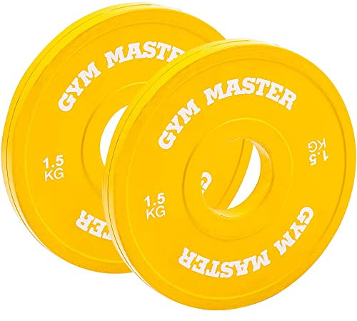 GYM MASTER Pair of 2 Coloured Rubber Fractional Change Plates for Olympic Barbell Weight Lifting - 2 x 1.5kg (3kg)